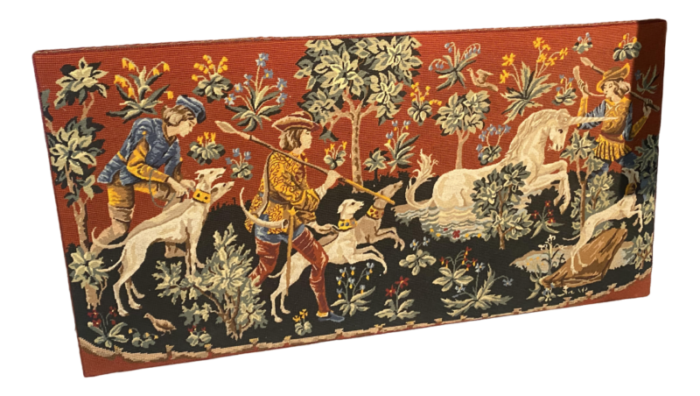 vintage red black and green unicorn tapestry 5913