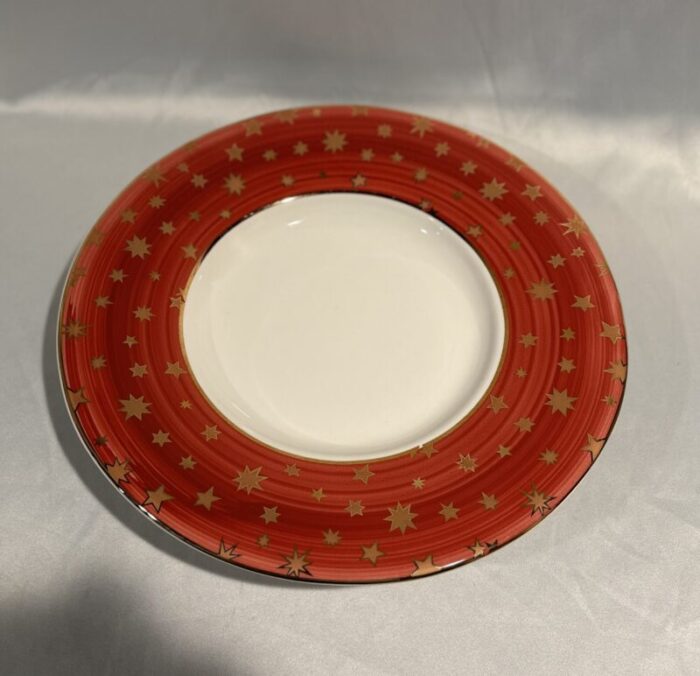 vintage red starburst large ceramic serving bowl 4175