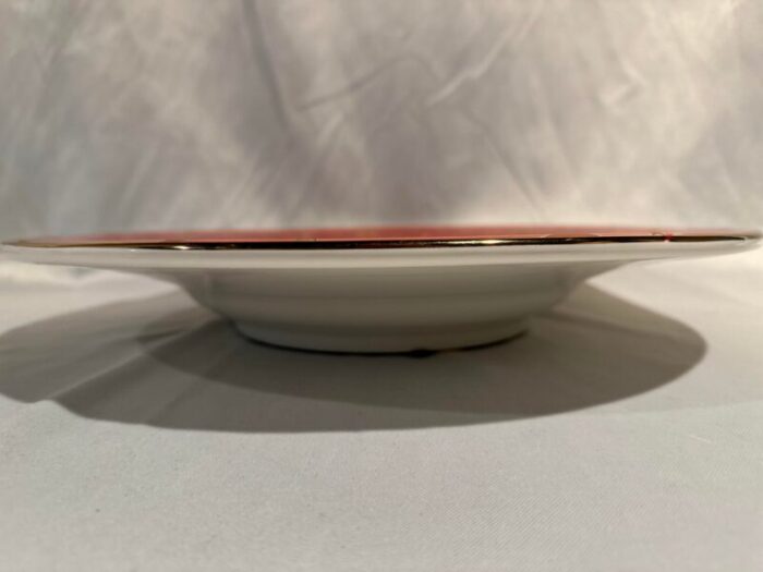 vintage red starburst large ceramic serving bowl 6187