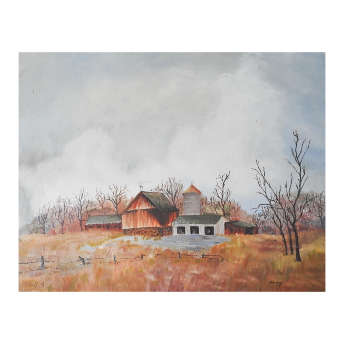 vintage rustic farmhouse landscape painting 4942