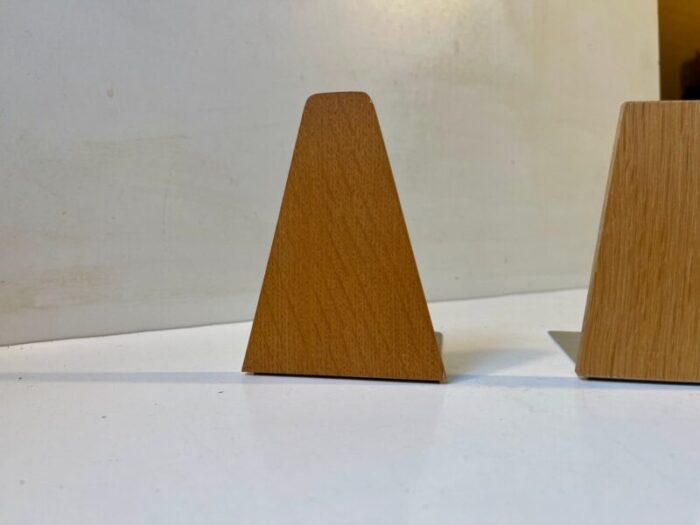 vintage scandinavian bookends in oak 1960s set of 3 4