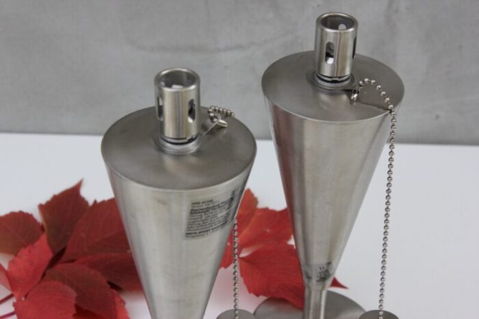 vintage stainless steel oil table lamp germany 1980s set of 2 2330