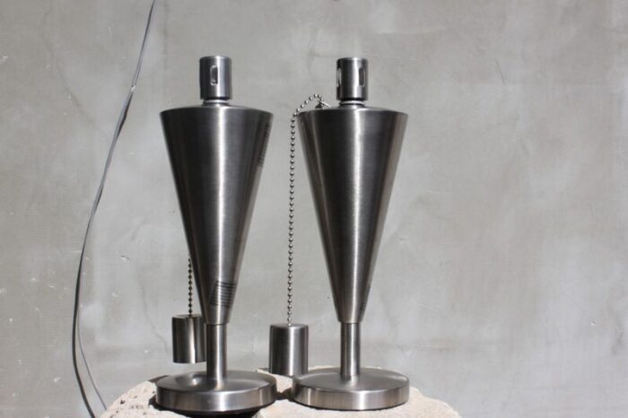 vintage stainless steel oil table lamp germany 1980s set of 2 4314