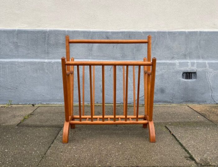 vintage swedish magazine rack in beech 1960s 2