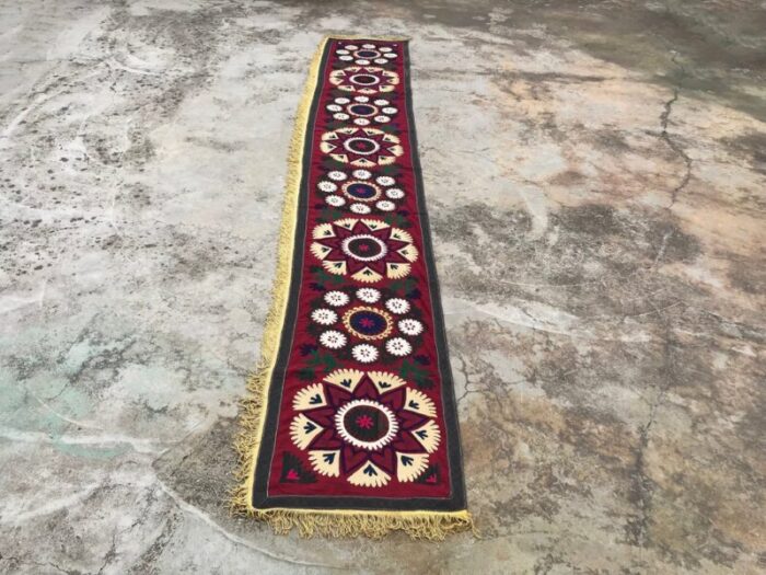 vintage table runner with yellow tassel 1980s 1