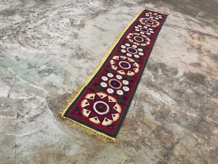 vintage table runner with yellow tassel 1980s 3