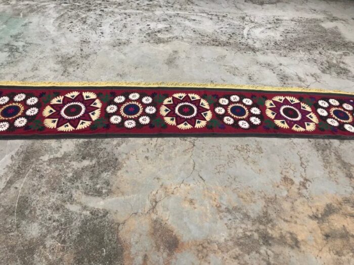 vintage table runner with yellow tassel 1980s 4