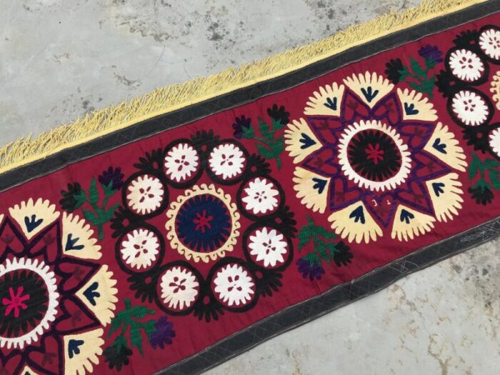 vintage table runner with yellow tassel 1980s 5