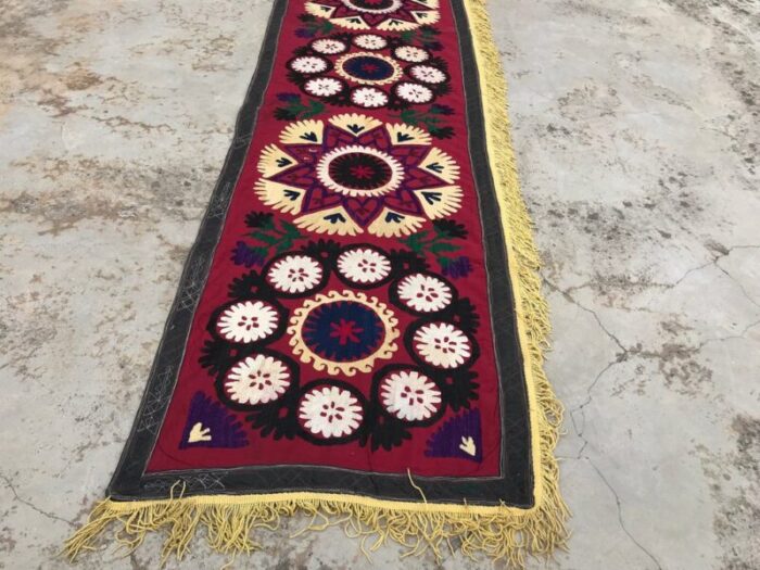 vintage table runner with yellow tassel 1980s 7