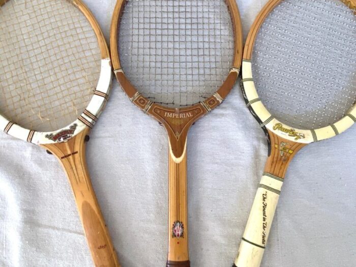 vintage tennis racquets wall display set of 3 3648