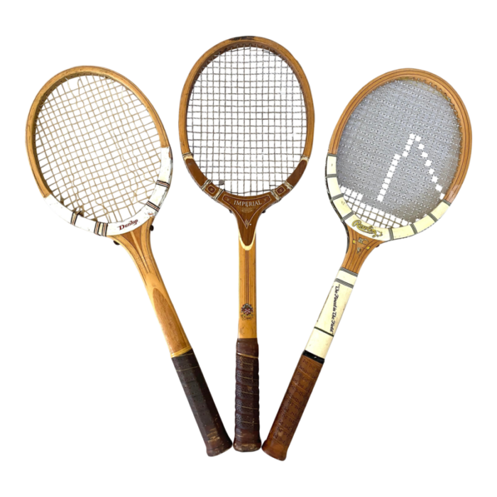 vintage tennis racquets wall display set of 3 8642