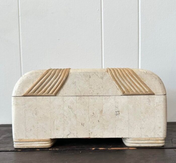 vintage tessellated stone box with reed detail 8049