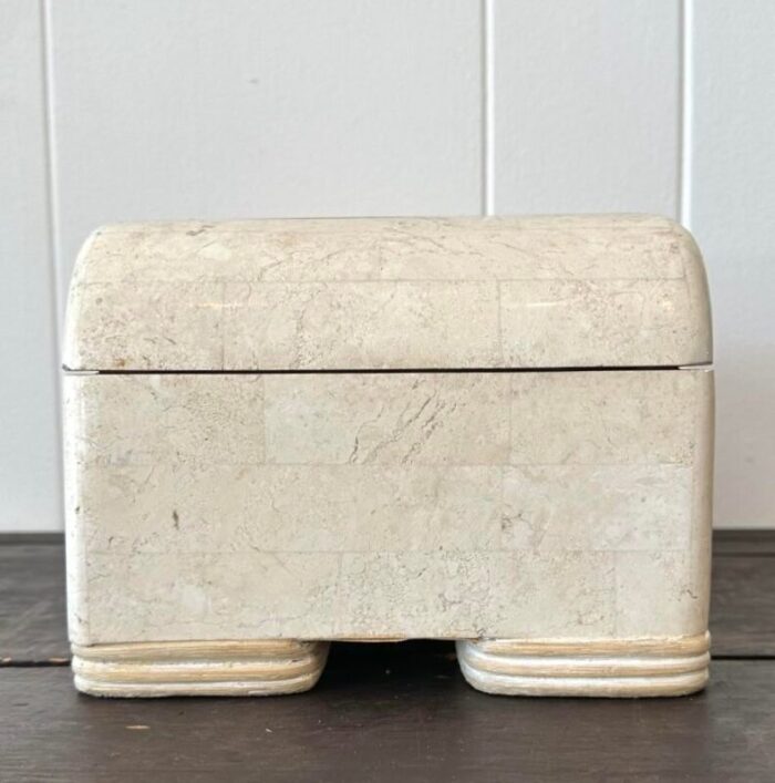 vintage tessellated stone box with reed detail 9137