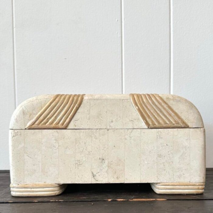 vintage tessellated stone box with reed detail 9241