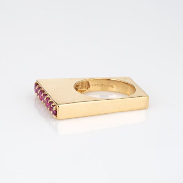 vintage tiffany and co square ruby ring crafted in 18k yellow gold circa 1970s 7091