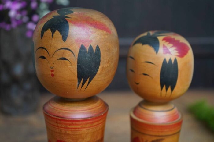 vintage traditional narugo kokeshi japan 1960s set of 2 4