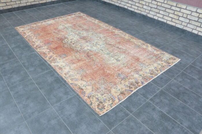 vintage traditional overdyed rug 1960s 1