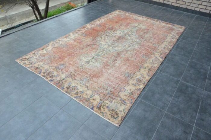 vintage traditional overdyed rug 1960s 10