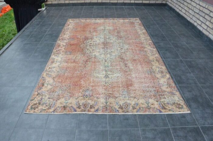 vintage traditional overdyed rug 1960s 3