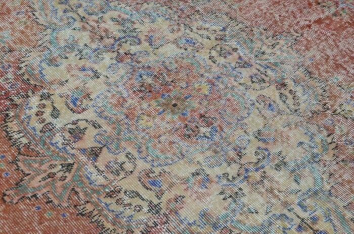 vintage traditional overdyed rug 1960s 7