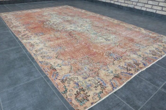 vintage traditional overdyed rug 1960s 9