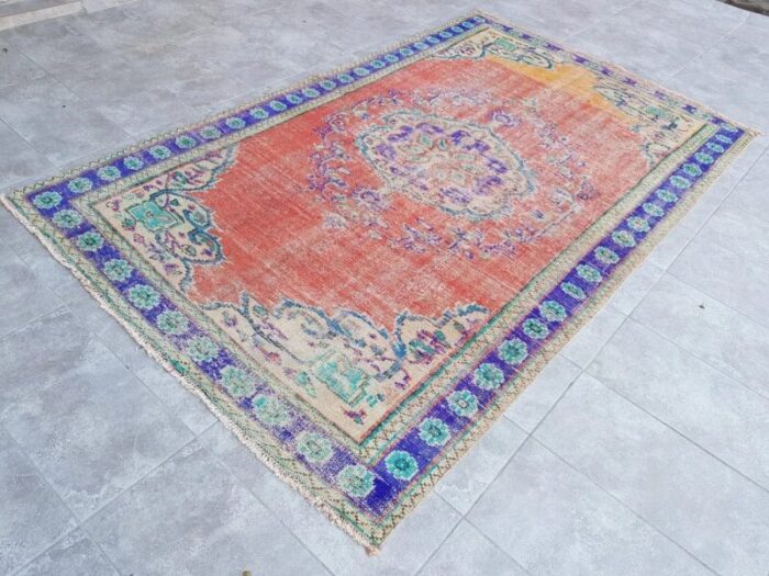 vintage turkish area rug 1960s 1 2