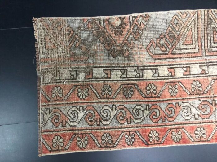 vintage turkish faded wool small rug 1960s 5