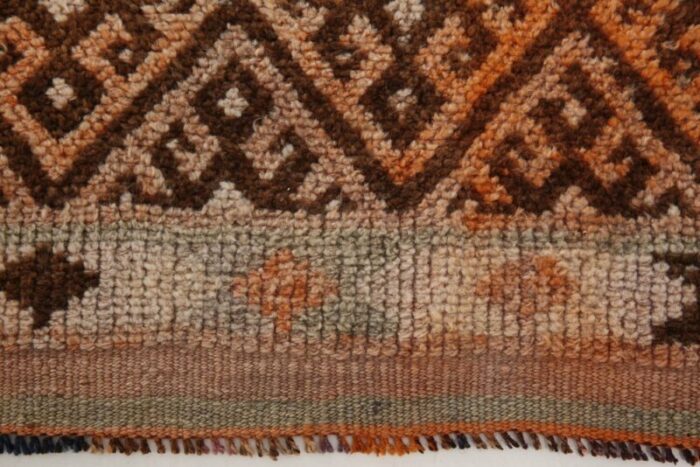 vintage turkish geometric orange runner rug 10