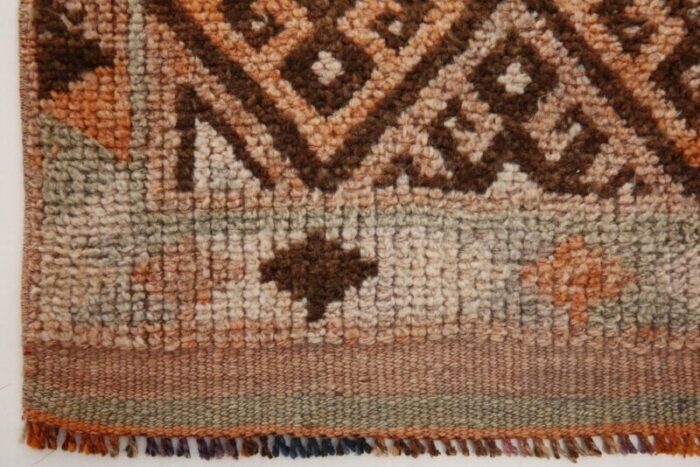 vintage turkish geometric orange runner rug 11