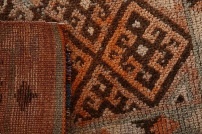 vintage turkish geometric orange runner rug 13