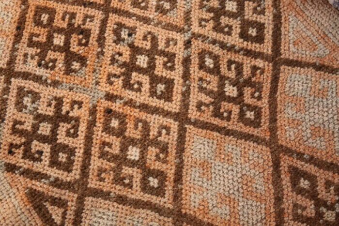 vintage turkish geometric orange runner rug 9