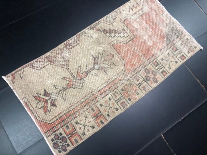 vintage turkish handmade wool small rug 1960s 3 1