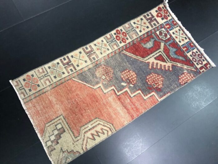 vintage turkish handmade wool small rug 1960s 4