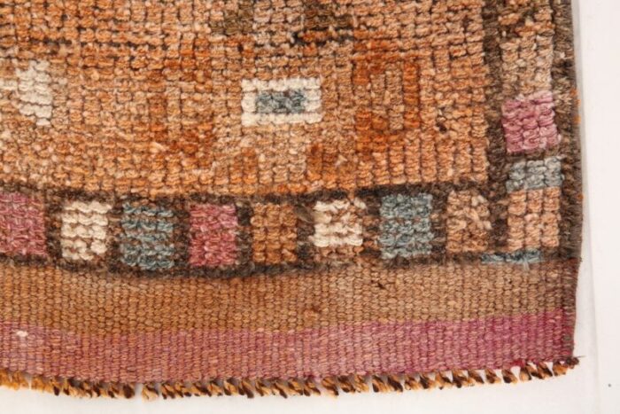 vintage turkish hot pink brown orange wool runner rug 10