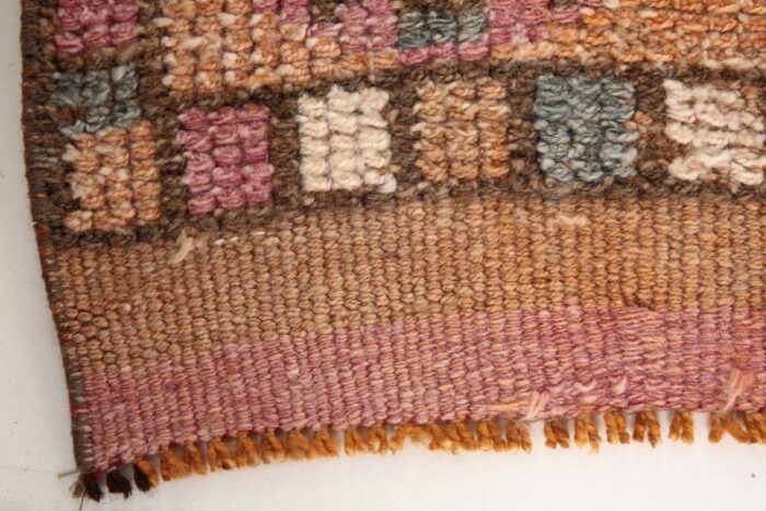 vintage turkish hot pink brown orange wool runner rug 8