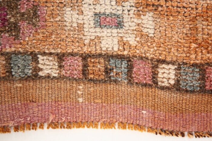 vintage turkish hot pink brown orange wool runner rug 9