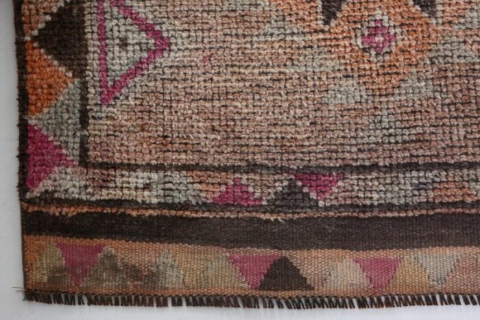 vintage turkish orange brown oriental handmade runner rug 10