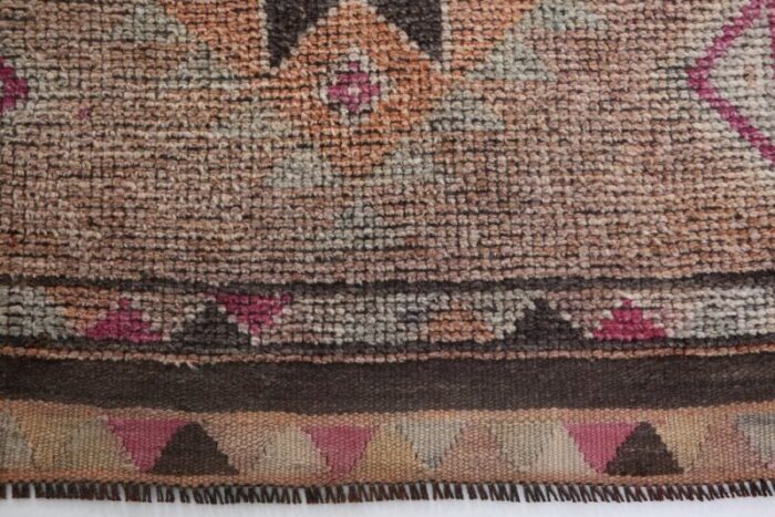 vintage turkish orange brown oriental handmade runner rug 11