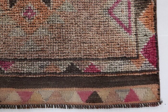 vintage turkish orange brown oriental handmade runner rug 12