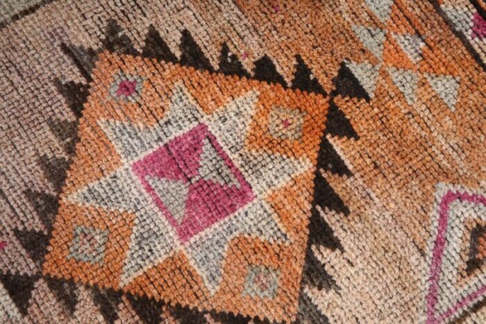 vintage turkish orange brown oriental handmade runner rug 8