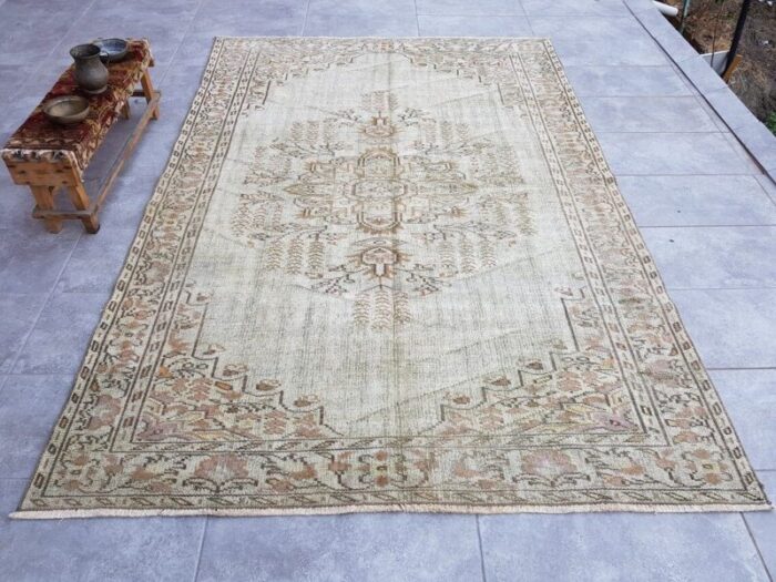 vintage turkish overdyed rug 1960 4