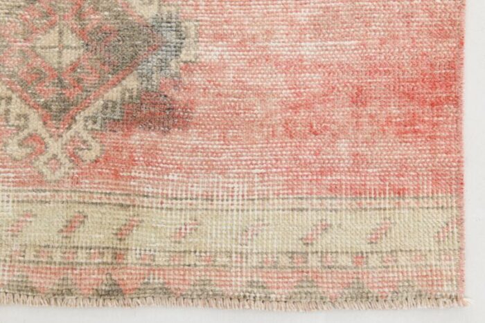 vintage turkish pale red beige runner rug 11