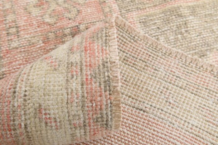 vintage turkish pale red beige runner rug 13