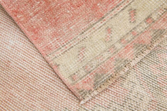 vintage turkish pale red beige runner rug 14