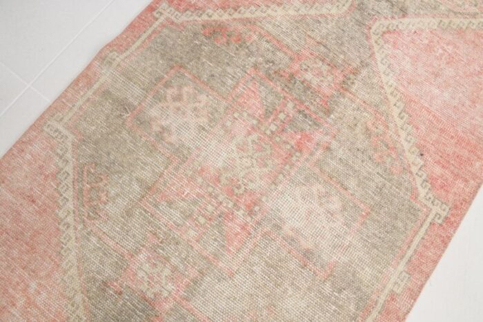 vintage turkish pale red beige runner rug 5