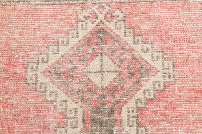 vintage turkish pale red beige runner rug 6