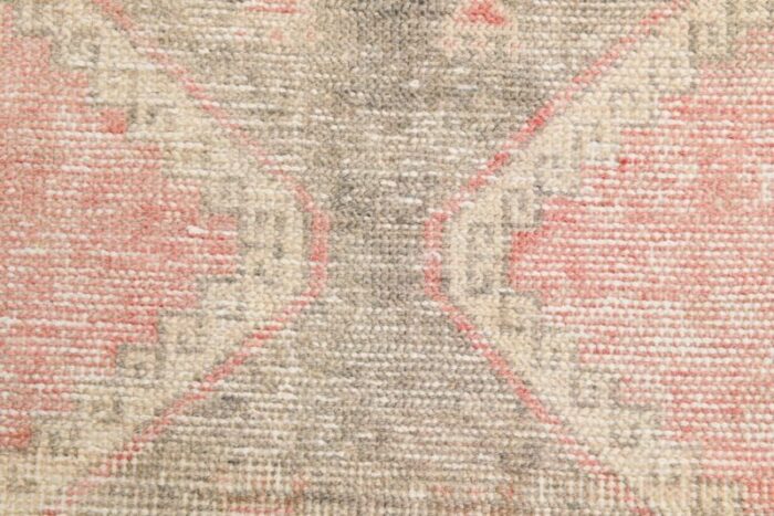 vintage turkish pale red beige runner rug 7