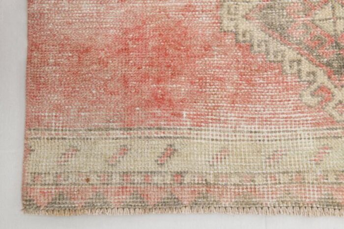 vintage turkish pale red beige runner rug 9