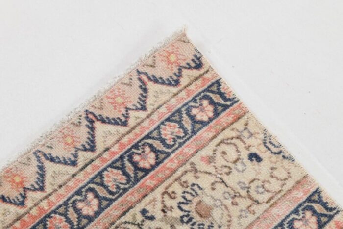 vintage turkish salmon blue floral runner rug 12