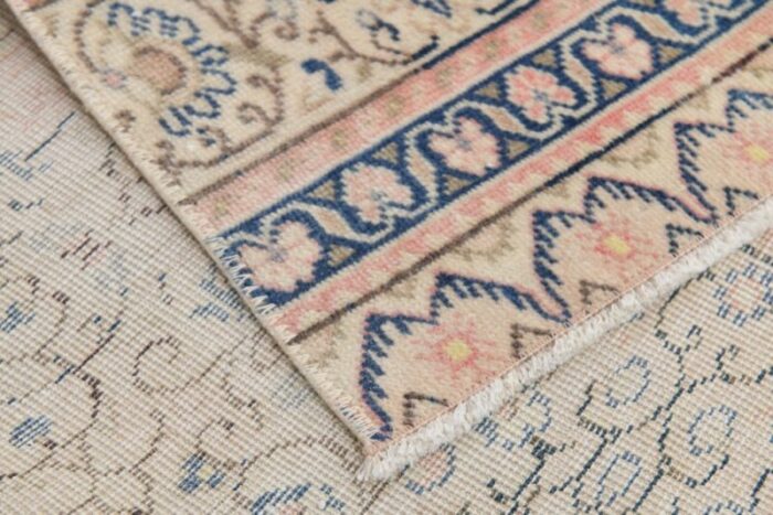 vintage turkish salmon blue floral runner rug 14